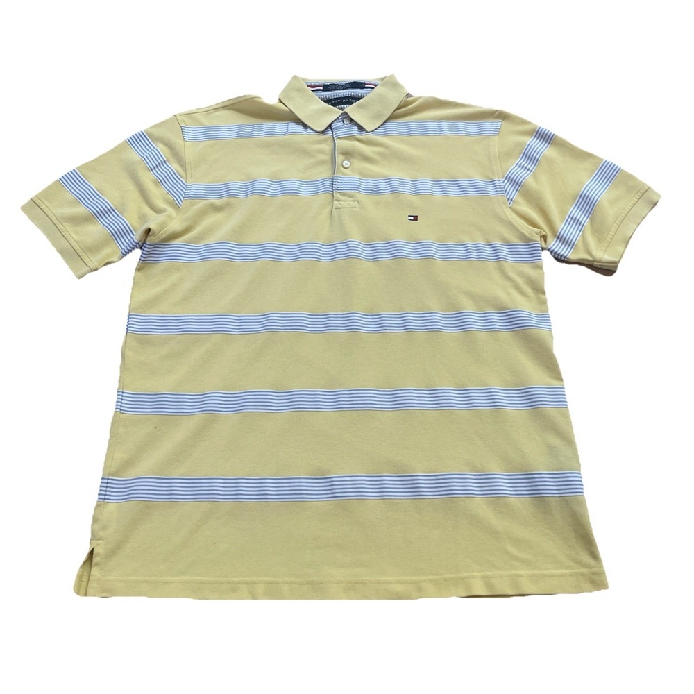 Tommy‎ Hilfiger Polo Shirt Men's Large Yellow Short Sleeves Collared